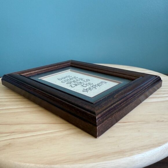 Framed Wall Art With "Dont Count Sheep Talk To The Shepherd" Text In Dark Wood F - Picture 6 of 10